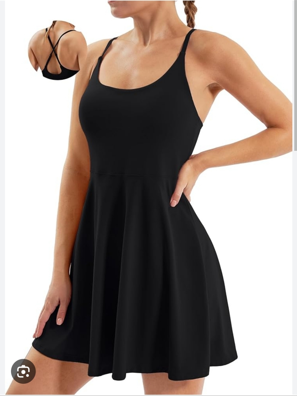 Ewedoos Black Tennis Dress with Spaghetti Straps Size Large